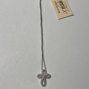 Looping Cross Pendant with Sterling Silver, Pure Platinum NWT Great Gift